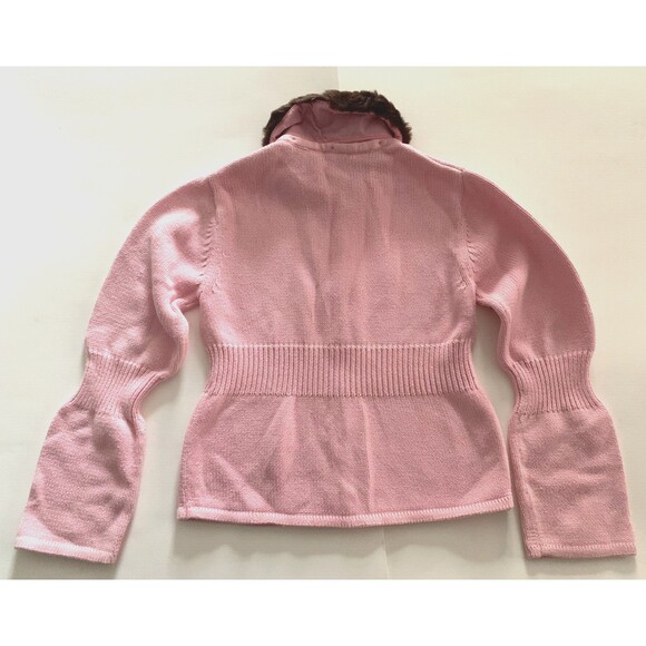 Gymboree Pink Cardigan Sweater Girls Sz 9 Faux Fur Collar Giraffe Club Y2K VTG - Picture 3 of 5